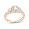 Thumbnail Image 1 of Memories Moments Magic Diamond Three-Stone Engagement Ring 1 ct tw Emerald & Round-cut 14K Rose Gold
