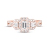Thumbnail Image 3 of Diamond Three-Stone Engagement Ring 1 ct tw Emerald & Round-cut 14K Rose Gold