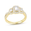 Thumbnail Image 0 of Memories Moments Magic Diamond Three-Stone Engagement Ring 1 ct tw Emerald & Round-cut 14K Yellow Gold