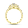 Thumbnail Image 2 of Memories Moments Magic Diamond Three-Stone Engagement Ring 1 ct tw Emerald & Round-cut 14K Yellow Gold