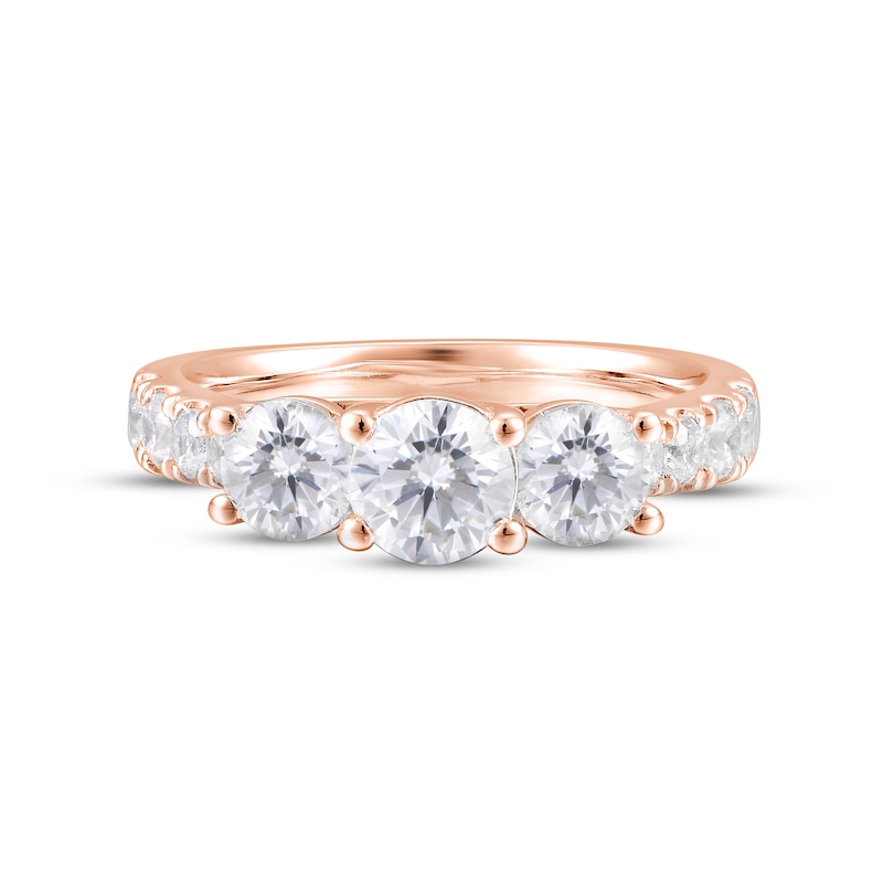 Diamond Three-Stone Engagement Ring 2 ct tw Round-cut 14K Rose Gold