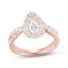Thumbnail Image 1 of Now + Forever Diamond Halo Engagement Ring 1-1/2 ct tw Pear & Round-cut 18K Rose Gold