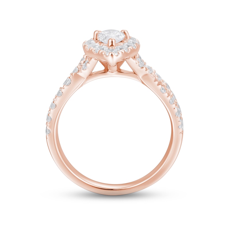 Main Image 3 of Now + Forever Diamond Halo Engagement Ring 1-1/2 ct tw Pear & Round-cut 18K Rose Gold