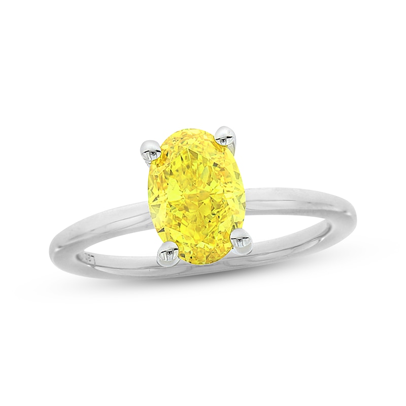 Lab-Created Diamonds by KAY Yellow Oval-Cut Solitaire Ring 2 ct tw 14K White Gold with 360