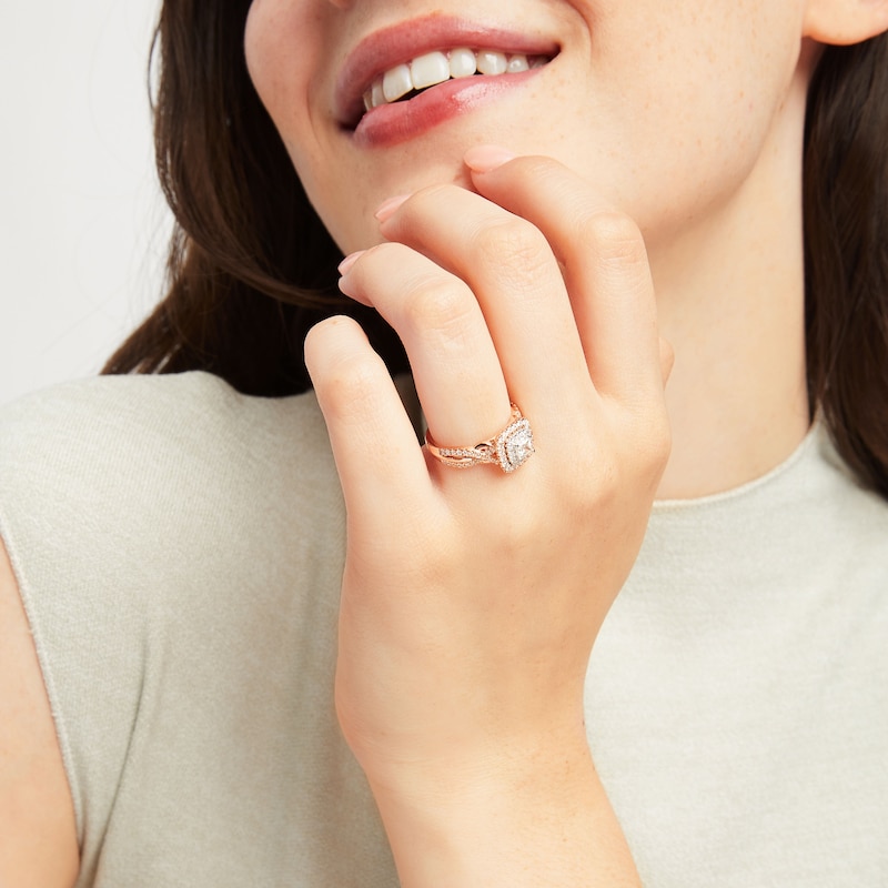Main Image 4 of THE LEO First Light Diamond Princess-Cut Engagement Ring 3/4 ct tw 14K Two-Tone Gold