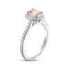 Thumbnail Image 2 of Now + Forever Morganite & Diamond Oval Halo Engagement Ring 1/4 ct tw Round-cut 14K White Gold