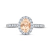 Thumbnail Image 3 of Now + Forever Morganite & Diamond Oval Halo Engagement Ring 1/4 ct tw Round-cut 14K White Gold