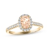 Thumbnail Image 1 of Now + Forever Morganite & Diamond Oval Halo Engagement Ring 1/4 ct tw Round-cut 14K Yellow Gold