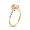 Thumbnail Image 2 of Now + Forever Morganite & Diamond Oval Halo Engagement Ring 1/4 ct tw Round-cut 14K Yellow Gold
