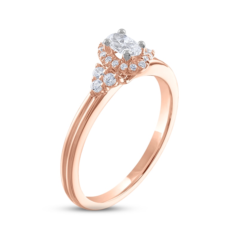 Main Image 2 of Now + Forever Diamond Halo Engagement Ring 3/8 ct tw Oval & Round-cut 14K Rose Gold
