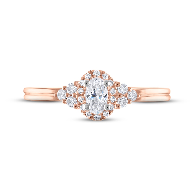 Main Image 3 of Now + Forever Diamond Halo Engagement Ring 3/8 ct tw Oval & Round-cut 14K Rose Gold