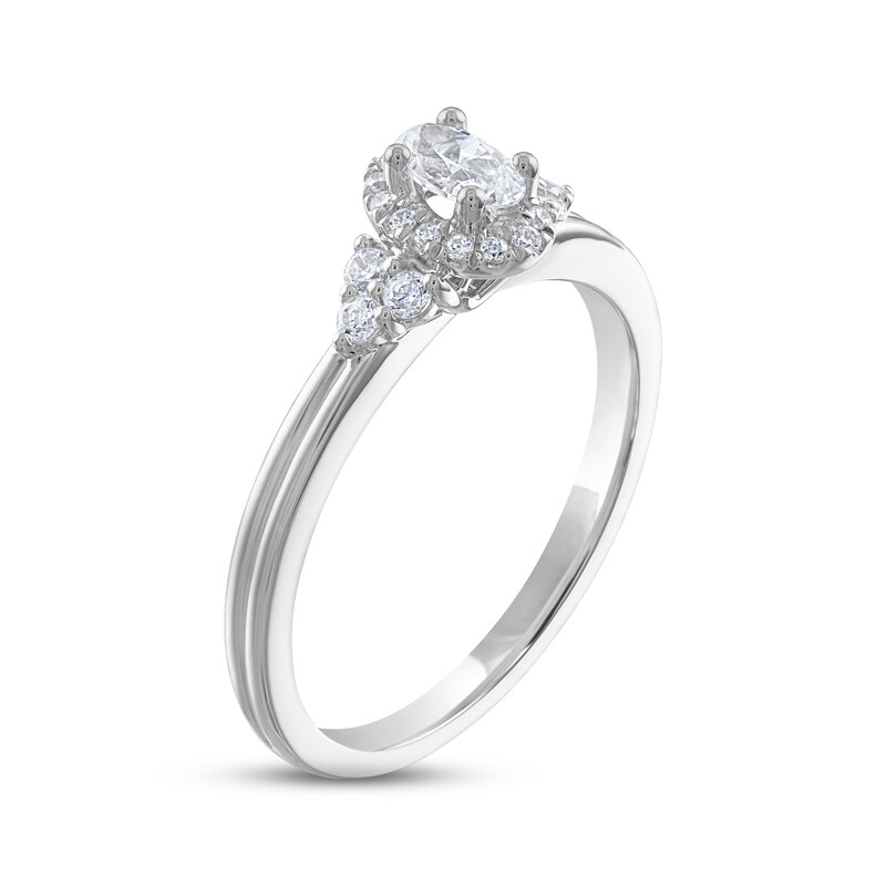Main Image 2 of Now + Forever Diamond Halo Engagement Ring 3/8 ct tw Oval & Round-cut 14K White Gold