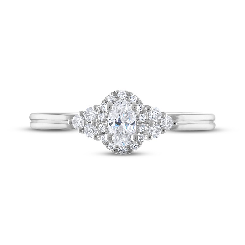 Main Image 3 of Now + Forever Diamond Halo Engagement Ring 3/8 ct tw Oval & Round-cut 14K White Gold