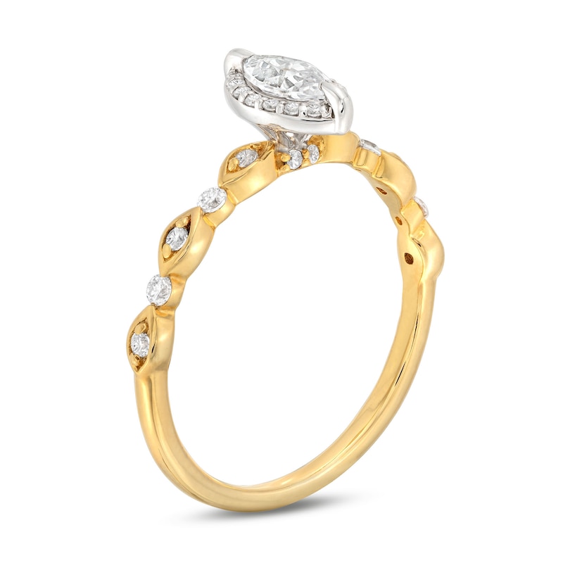 Main Image 2 of Now + Forever Diamond Halo Engagement Ring 1/2 ct tw Marquise & Round-cut 14K Two-Tone Gold