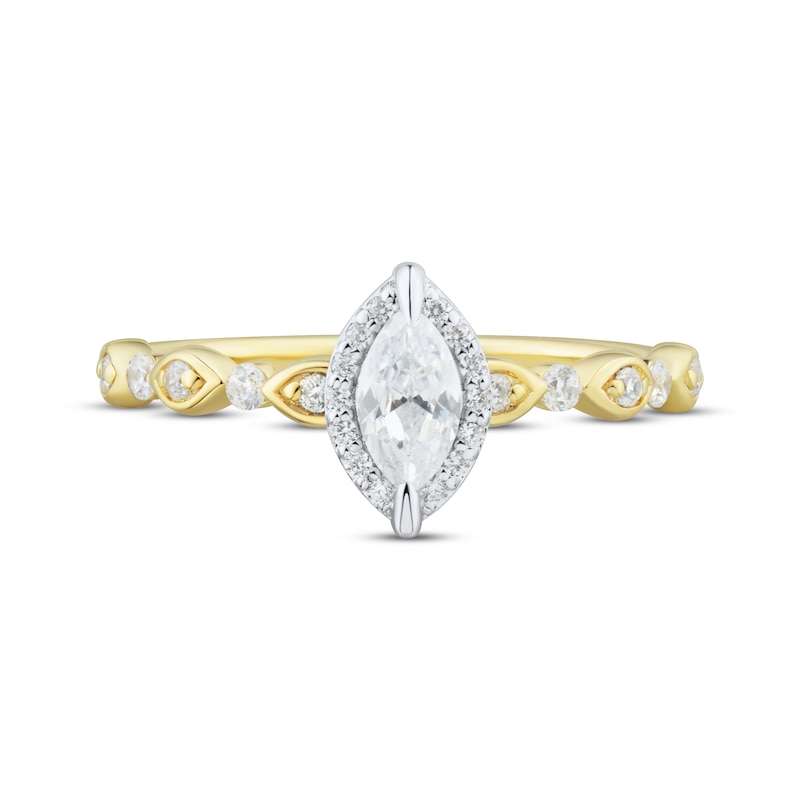Main Image 3 of Now + Forever Diamond Halo Engagement Ring 1/2 ct tw Marquise & Round-cut 14K Two-Tone Gold