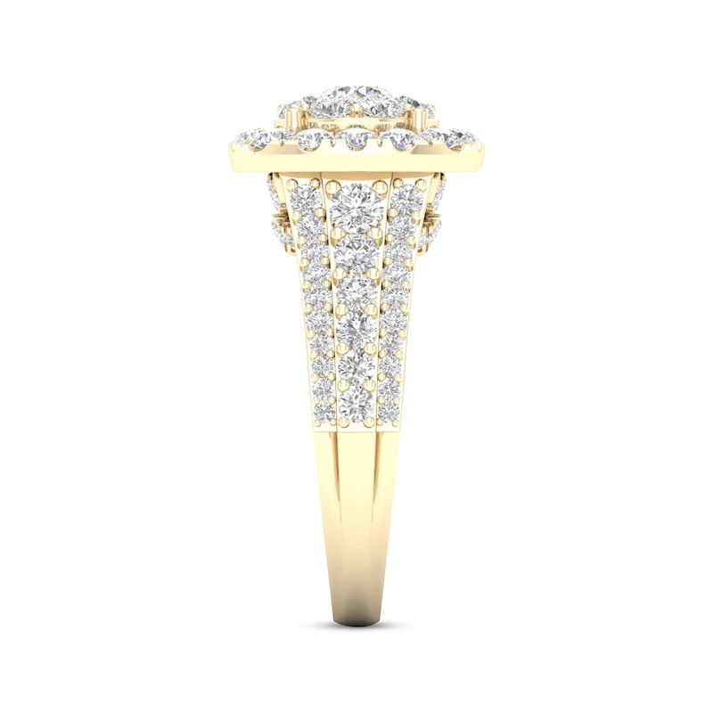 Multi-Diamond Engagement Ring 2 ct tw Round-cut 18K Yellow Gold