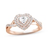 Thumbnail Image 0 of Diamond Halo Engagement Ring 5/8 ct tw Heart & Round-cut 14K Rose Gold