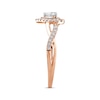 Thumbnail Image 1 of Diamond Halo Engagement Ring 5/8 ct tw Heart & Round-cut 14K Rose Gold