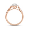 Thumbnail Image 2 of Diamond Halo Engagement Ring 5/8 ct tw Heart & Round-cut 14K Rose Gold