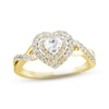 Thumbnail Image 0 of Diamond Halo Engagement Ring 5/8 ct tw Heart & Round-cut 14K Yellow Gold