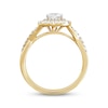 Thumbnail Image 2 of Diamond Halo Engagement Ring 5/8 ct tw Heart & Round-cut 14K Yellow Gold