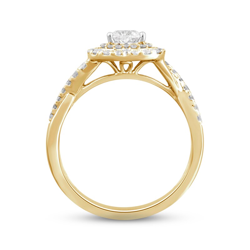 Main Image 3 of Now + Forever Diamond Halo Engagement Ring 5/8 ct tw Heart & Round-cut 14K Yellow Gold