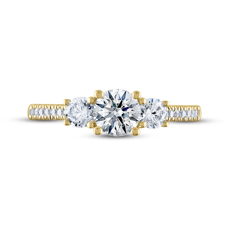 THE LEO Ideal Cut Diamond Three-Stone Engagement Ring 1 ct tw 14K Yellow Gold