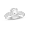Thumbnail Image 0 of Diamond Engagement Ring 1 ct tw Emerald, Round & Baguette-cut 14K White Gold
