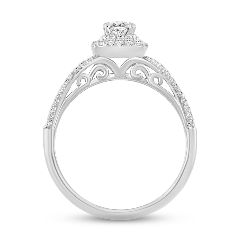 Main Image 3 of Now + Forever Diamond Engagement Ring 1 ct tw Emerald, Round & Baguette-cut 14K White Gold