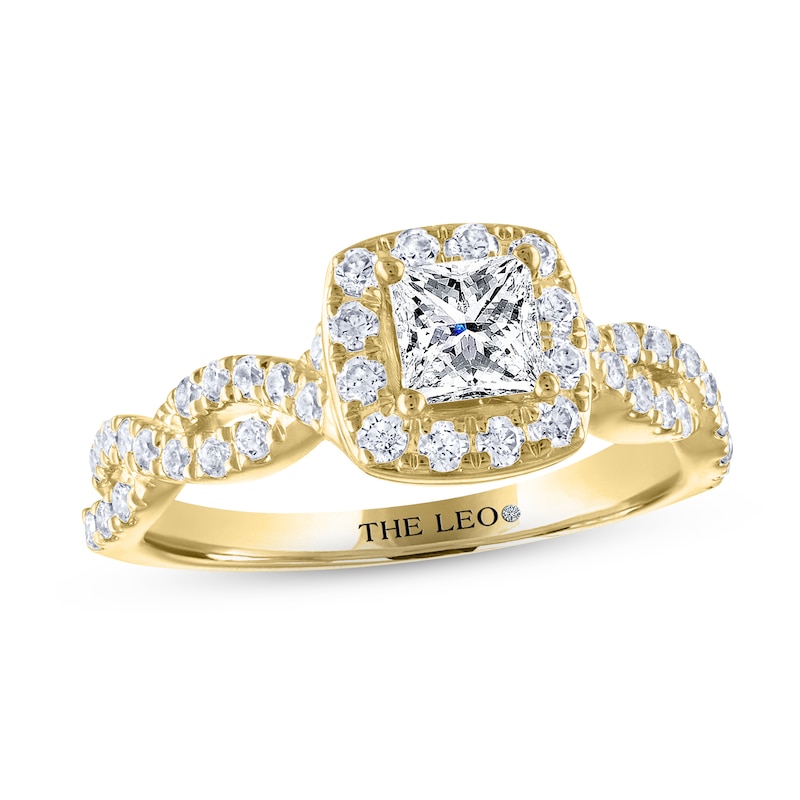 THE LEO Diamond Engagement Ring 1 ct tw Princess & Round-cut 14K Yellow Gold with 360