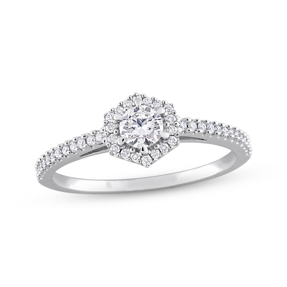 Diamond Engagement Ring 1/2 ct tw Round-cut 14K White Gold