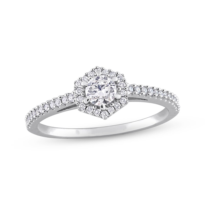 Diamond Engagement Ring 1/2 ct tw Round-cut 14K White Gold