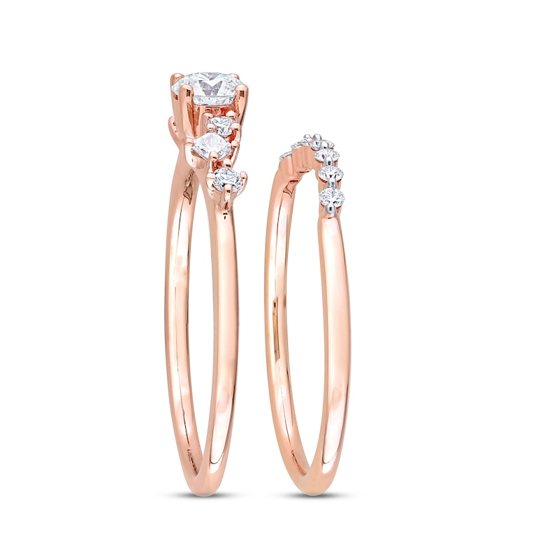 Diamond Bridal Set 1/2 ct tw Round & Princess-cut 14K Rose Gold
