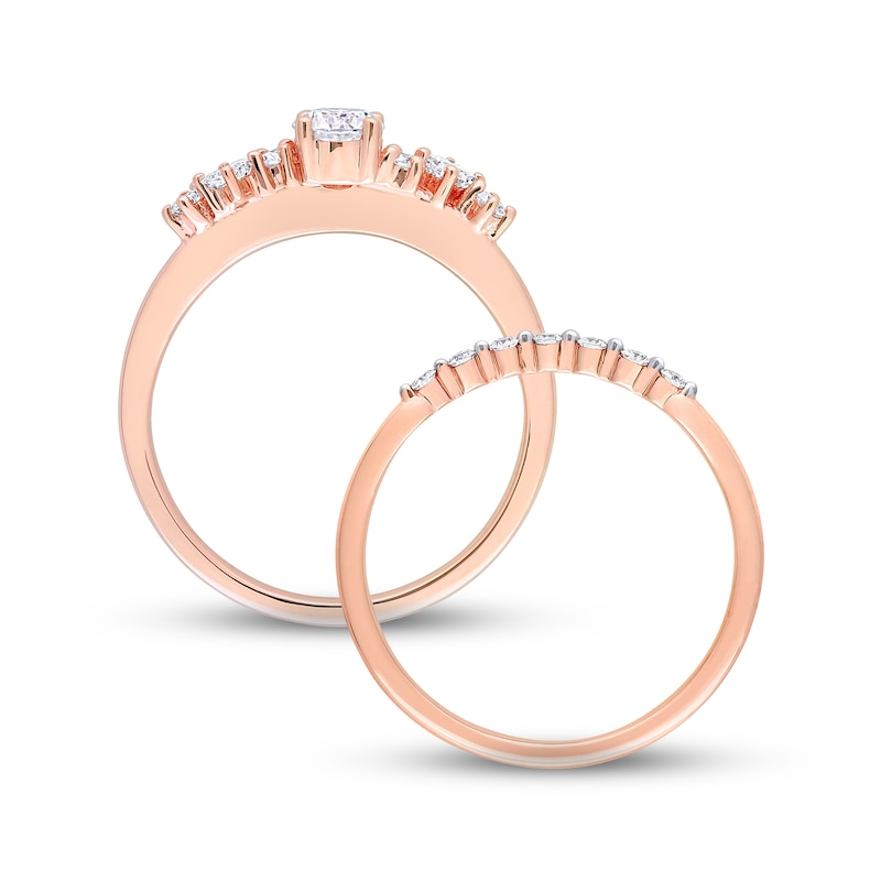 Diamond Bridal Set 1/2 ct tw Round & Princess-cut 14K Rose Gold