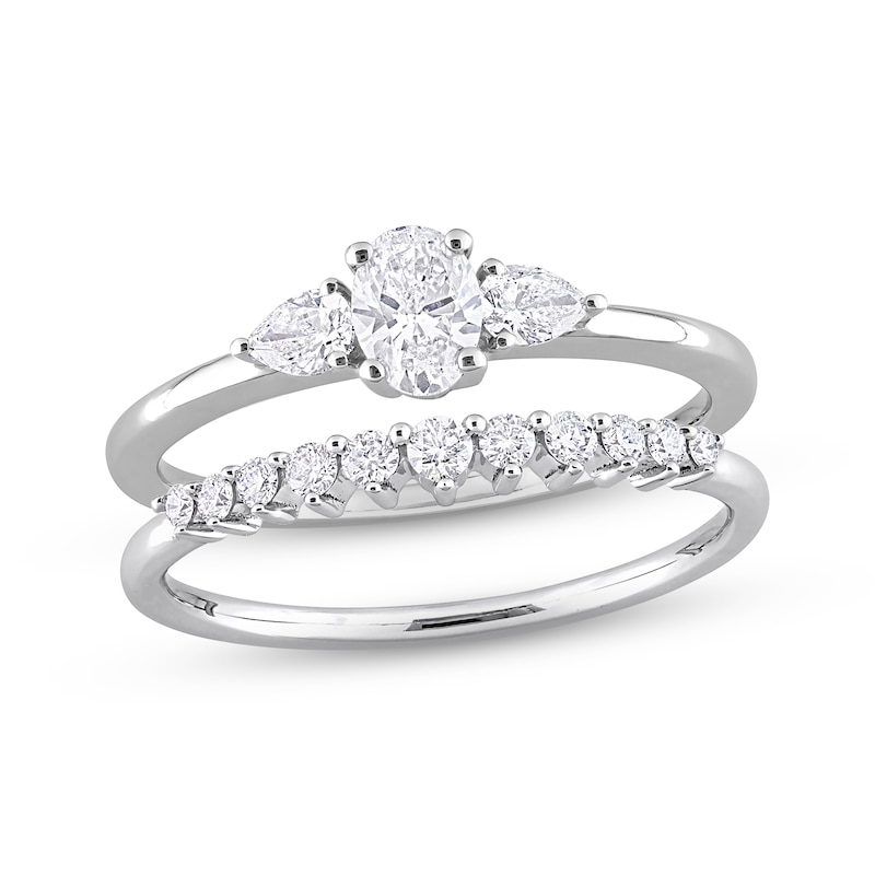 Diamond Bridal Set 5/8 ct tw Oval, Pear & Round-cut 14K White Gold