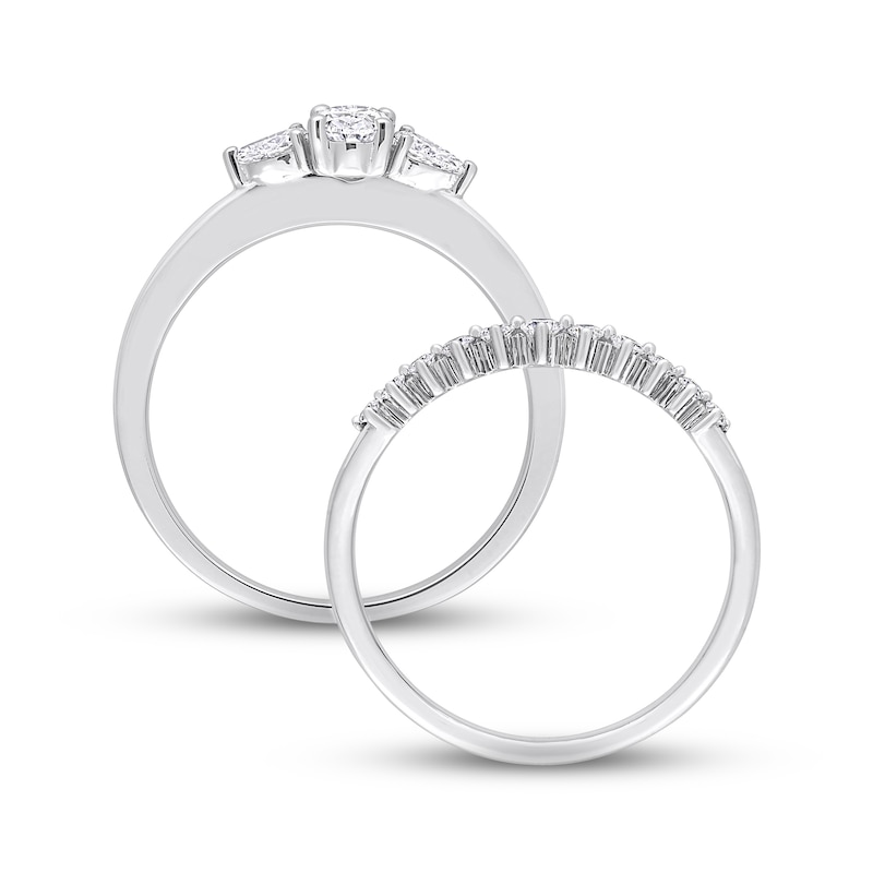 Diamond Bridal Set 5/8 ct tw Oval, Pear & Round-cut 14K White Gold