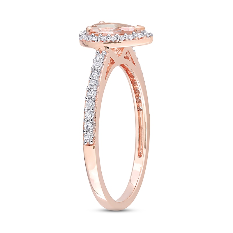 Morganite & Diamond Engagement Ring 1/4 ct tw Pear & Round-cut 10K Rose Gold