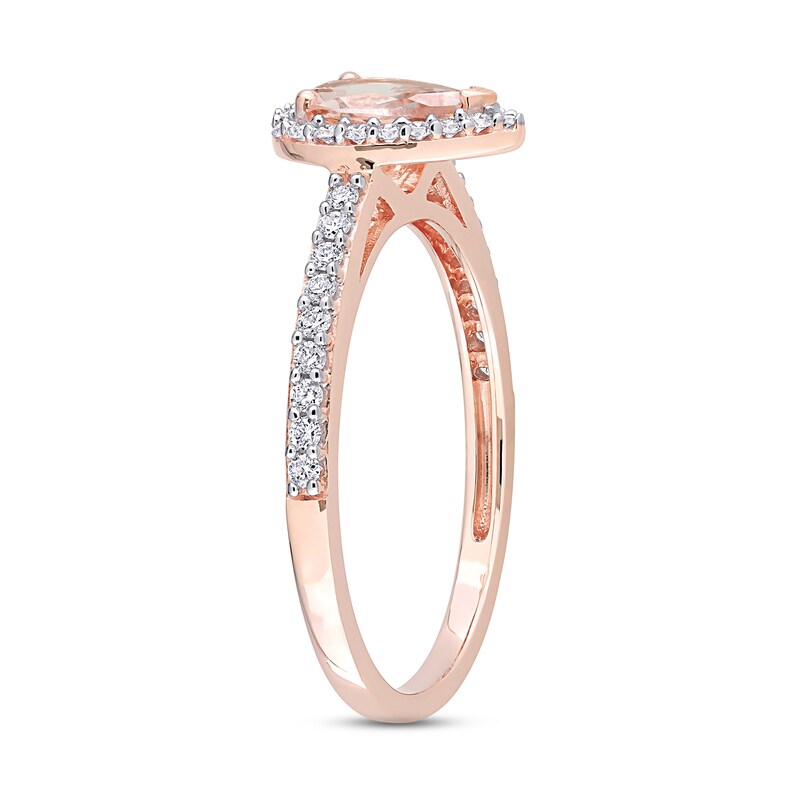 Morganite & Diamond Engagement Ring 1/4 ct tw Pear & Round-cut 10K Rose Gold