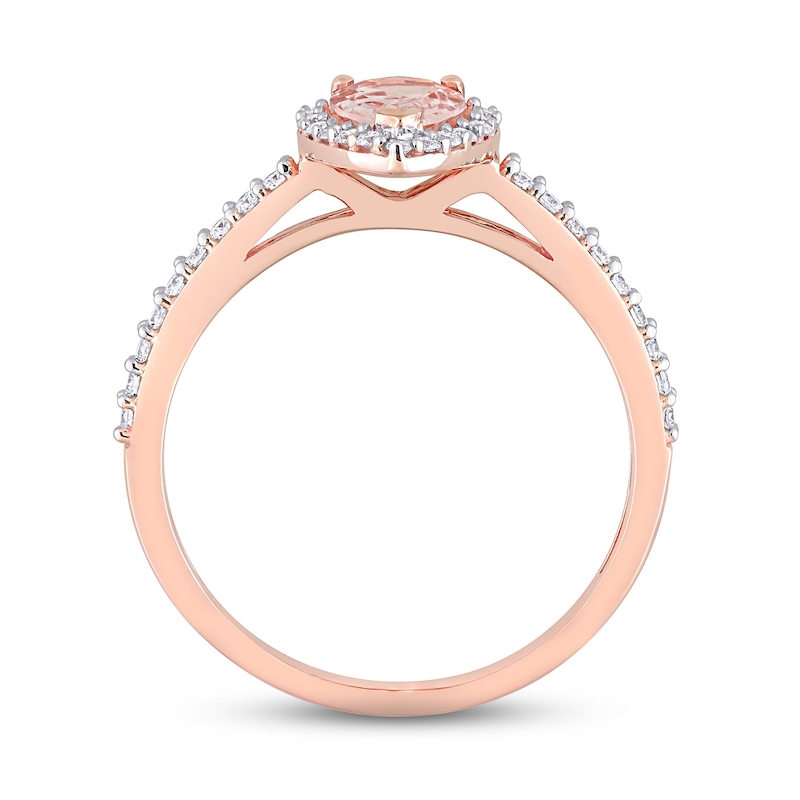 Morganite & Diamond Engagement Ring 1/4 ct tw Pear & Round-cut 10K Rose Gold