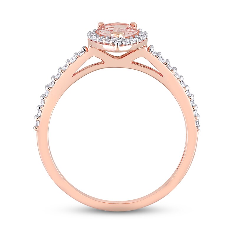 Main Image 3 of Now + Forever Morganite & Diamond Engagement Ring 1/4 ct tw Pear & Round-cut 10K Rose Gold