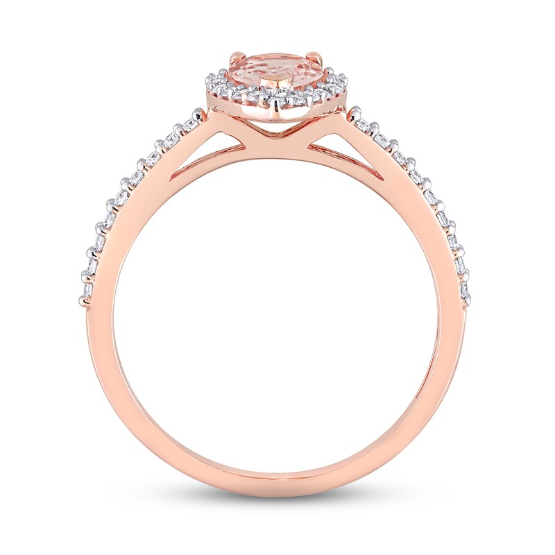 Morganite & Diamond Engagement Ring 1/4 ct tw Pear & Round-cut 10K Rose Gold