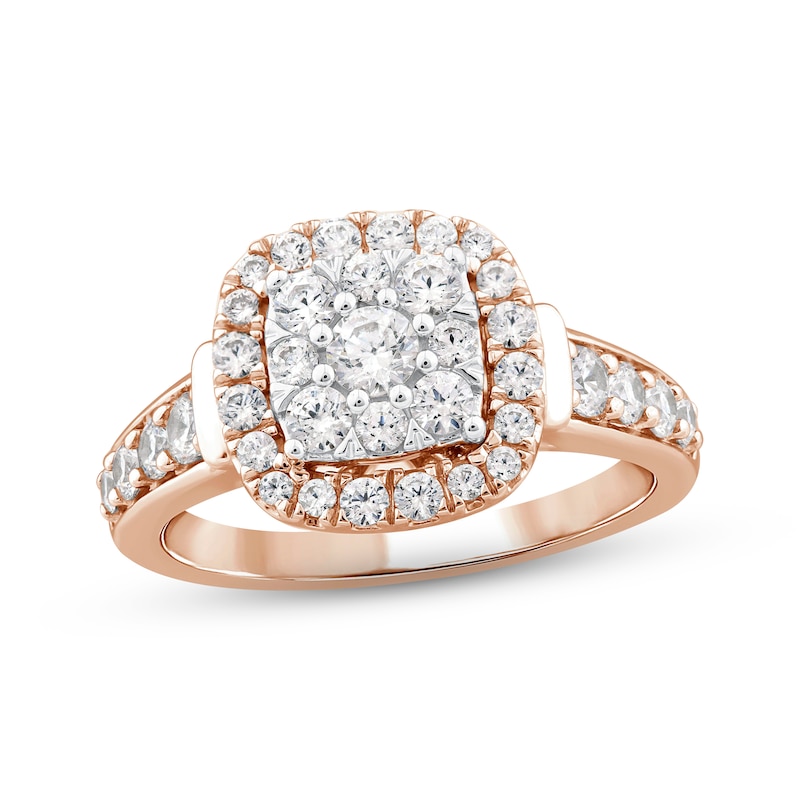 Main Image 1 of Now + Forever Multi-Diamond Center Engagement Ring 1 ct tw Round-cut 14K Rose Gold