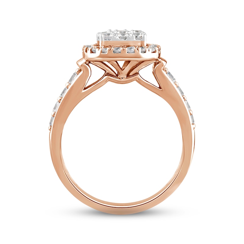 Main Image 3 of Now + Forever Multi-Diamond Center Engagement Ring 1 ct tw Round-cut 14K Rose Gold