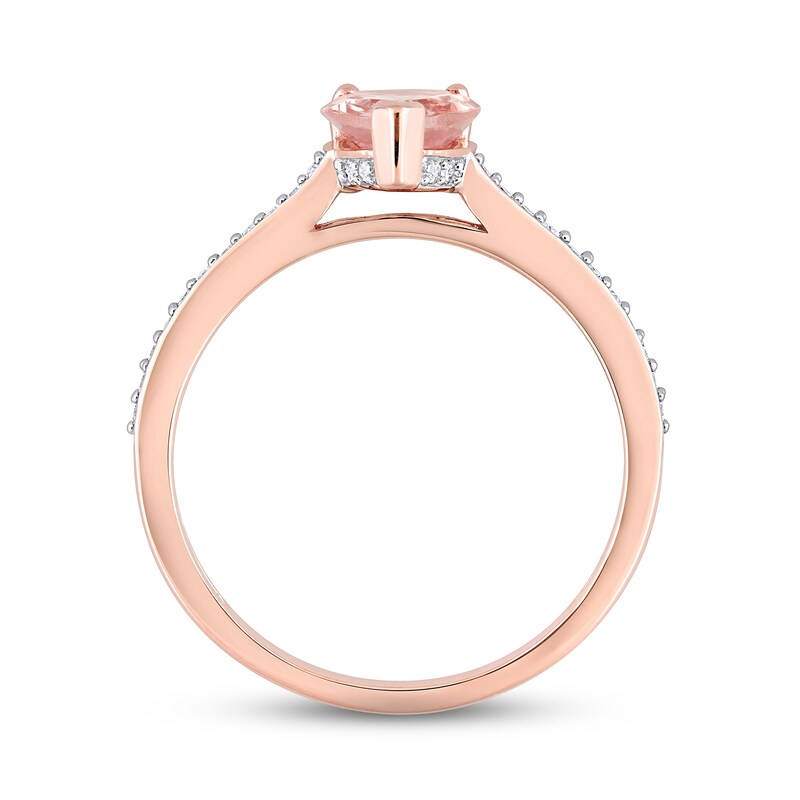 Morganite & Diamond Engagement Ring 1/8 ct tw Pear & Round-cut 10K Rose Gold