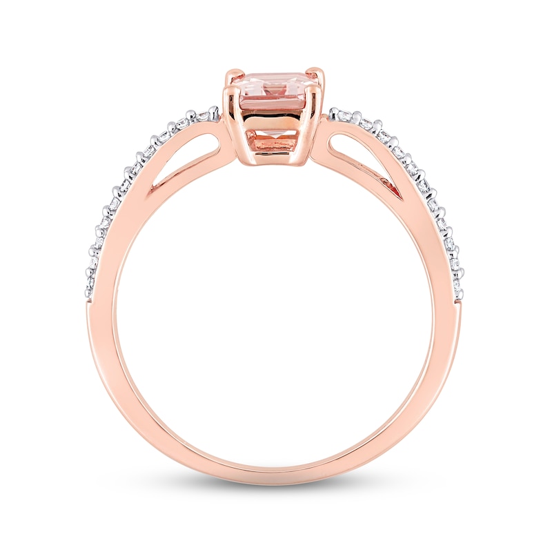Morganite & Diamond Engagement Ring 1/10 ct tw Emerald & Round-cut 10K ...
