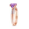 Thumbnail Image 1 of Memories Moments Magic Rose Quartz, Amethyst & Diamond Bridal Set 1/20 ct tw Round-cut 10K Rose Gold