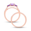 Thumbnail Image 2 of Rose Quartz, Amethyst & Diamond Bridal Set 1/20 ct tw Round-cut 10K Rose Gold