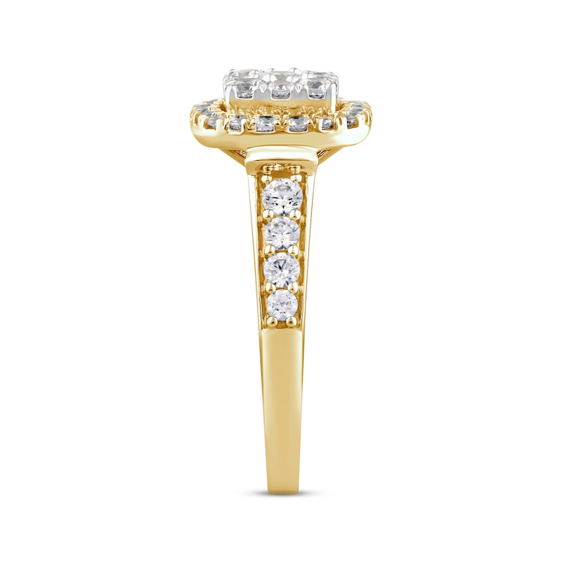 Main Image 2 of Now + Forever Multi-Diamond Center Engagement Ring 1 ct tw Round-cut 14K Yellow Gold