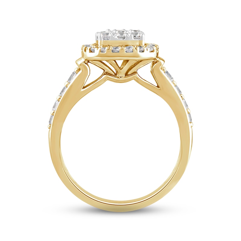 Main Image 3 of Now + Forever Multi-Diamond Center Engagement Ring 1 ct tw Round-cut 14K Yellow Gold