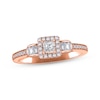 Thumbnail Image 0 of Adrianna Papell Diamond Engagement Ring 1/3 ct tw Princess, Baguette & Round-cut 14K Rose Gold